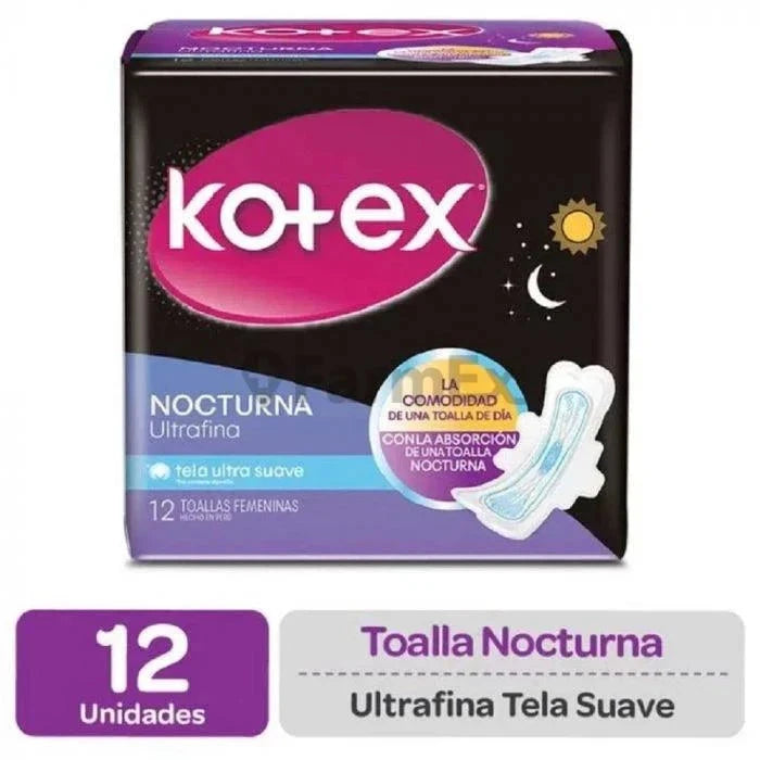 Kotex Nocturna Ultrafina x 12 toallas Farmex-Pluxee-Persistente